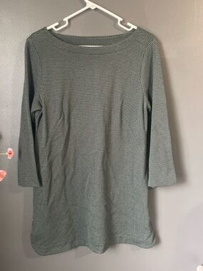 J.Jill Ponte Knit Shift Dress Green Micro Print 3/4 Sleeve Career Casual Size M
